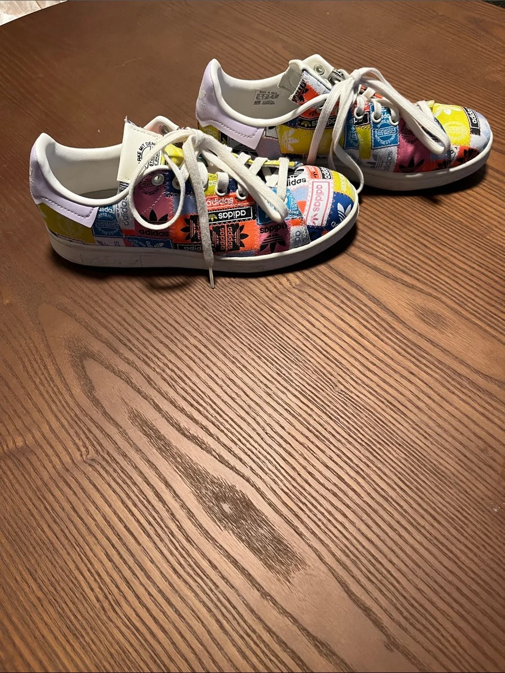 ADIDAS Stan Smith Patchwork Multi Trefoil Sneakers, Size 8.5M/7.5M (Unisex)